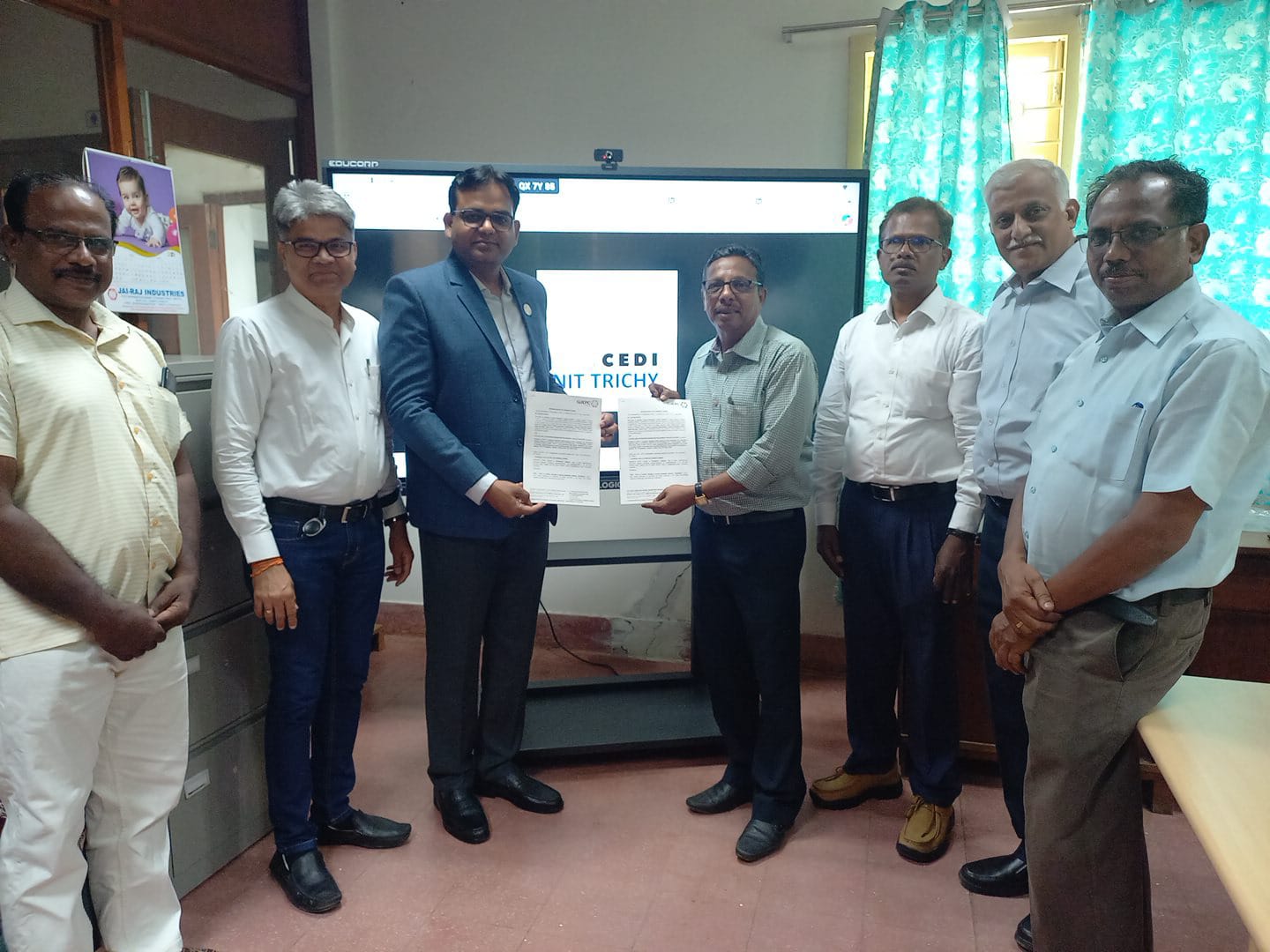 MoU documents exchanged at the CEDI incubation centre, NIT Trichy